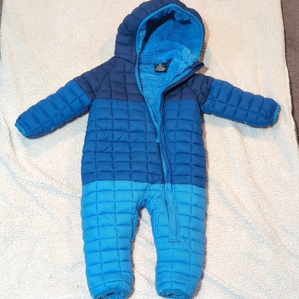 Snozu Blue Quilted Footie One Piece with Hood